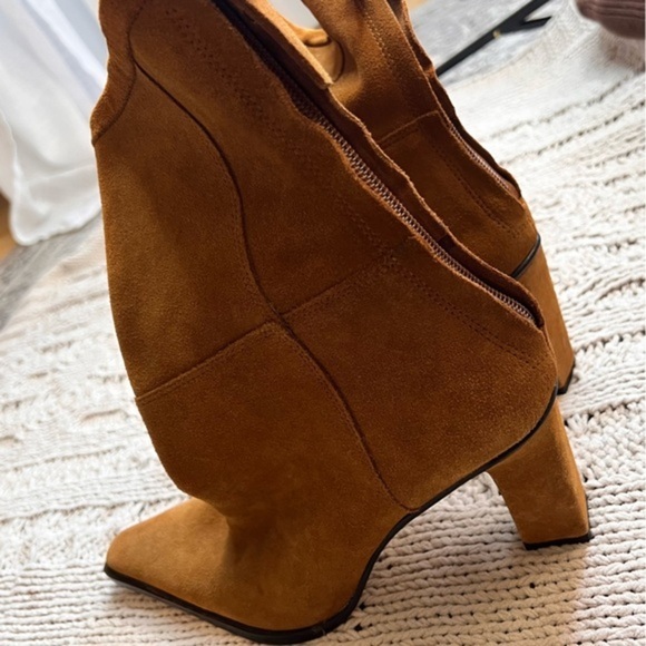 ZARA Split Suede‎ Mid-Heel Ankle Boots Brown  Size 41 - Picture 7 of 11